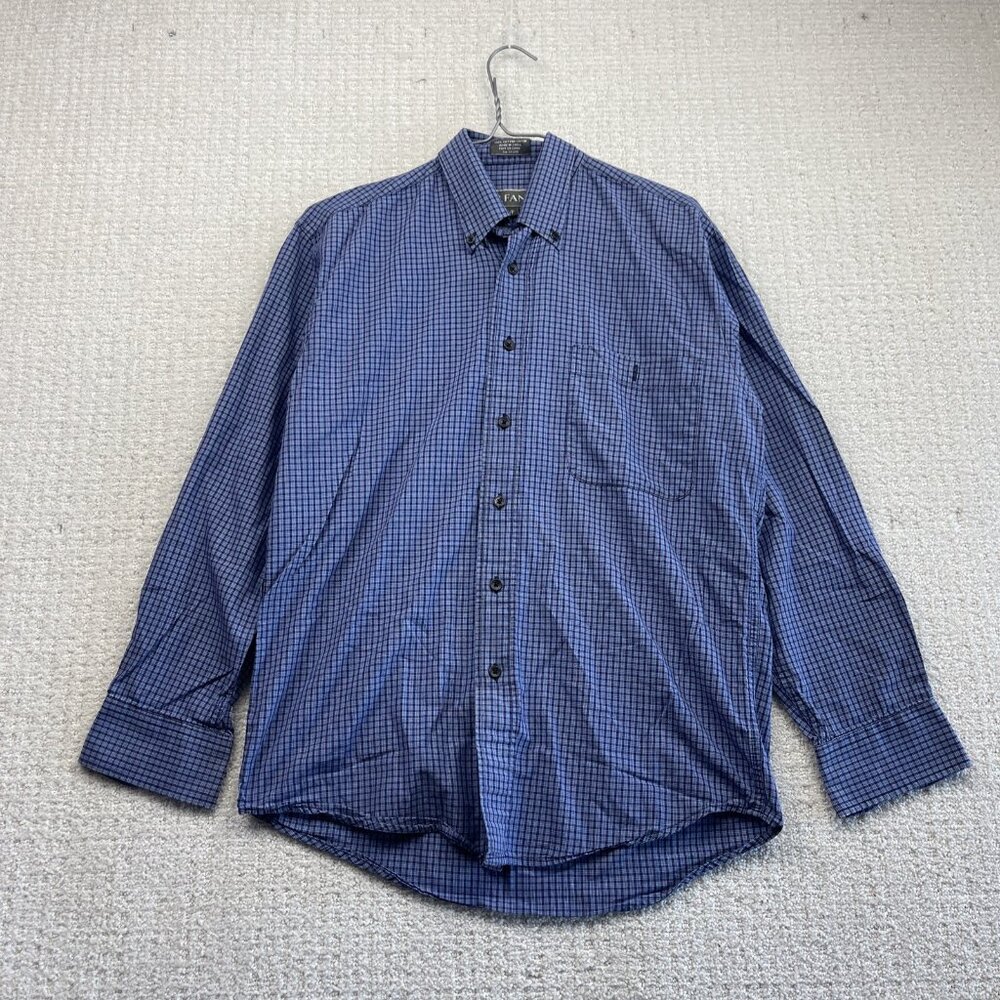 Alfani Button Up Dress Shirt Long Sleeve Men Sz M Purple Plaid Preppy Oxford